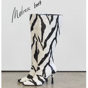 4th & Reckless Melrose Zebra Print Knee-High Boots (Size 6)
